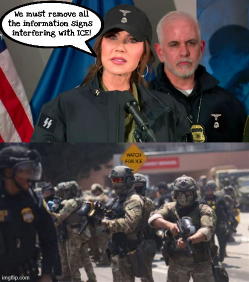 Noem gets outta her lane | image tagged in noem gets outta her lane,nazi noem tells fhwa to take down the ice signs,maga mental case,impeach noem | made w/ Imgflip meme maker
