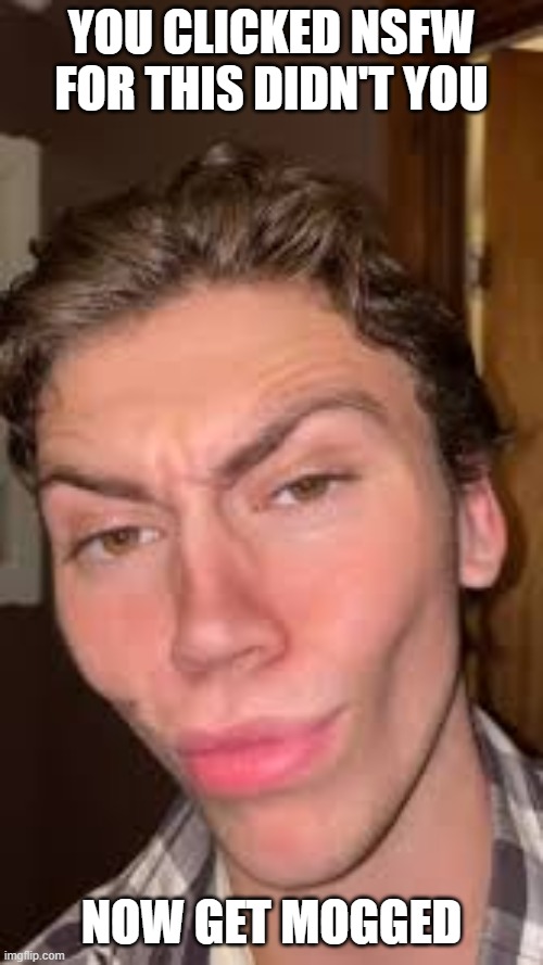 Get Mogged!!!! | YOU CLICKED NSFW FOR THIS DIDN'T YOU; NOW GET MOGGED | image tagged in memes,rizz,nsfw | made w/ Imgflip meme maker