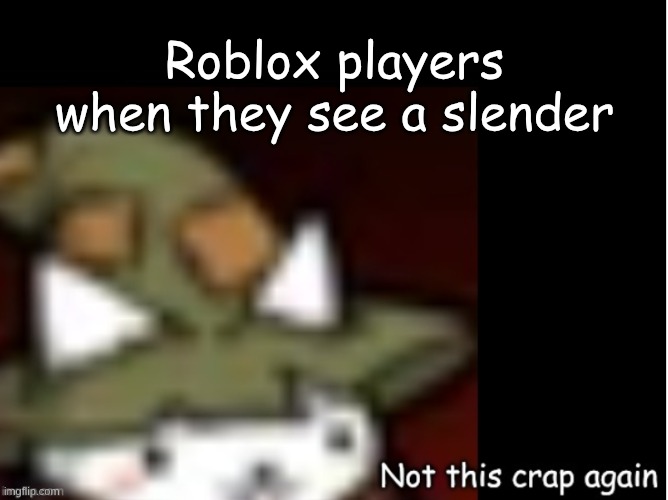 Fukuro not this crap again | Roblox players when they see a slender | image tagged in fukuro not this crap again | made w/ Imgflip meme maker