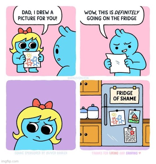 Mr. Lovenstein | image tagged in comics,mr lovenstein,artwork,fridge of shame,daughter,bad father | made w/ Imgflip meme maker