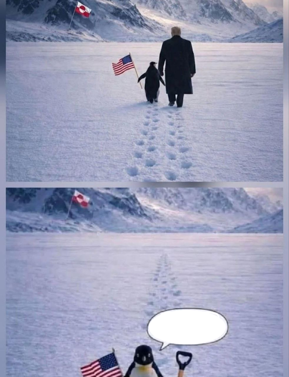 Trump and the Penguin in Greenland Blank Meme Template