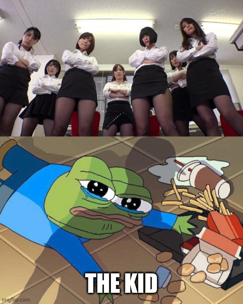 Pepe falls | THE KID | image tagged in pepe falls | made w/ Imgflip meme maker