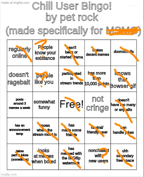 Chill Bingo by your local PetRock :> | image tagged in chill bingo by your local petrock | made w/ Imgflip meme maker
