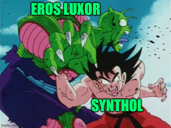 Goku Gut Punch | EROS LUXOR; SYNTHOL | image tagged in goku gut punch | made w/ Imgflip meme maker