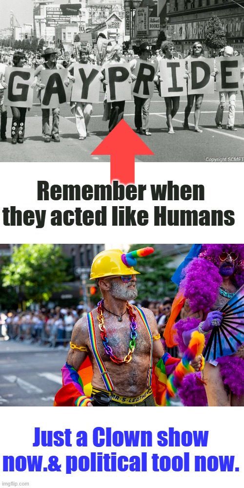 So sad they allowed themselves to be used. Of course they'll never admit it, but a lot of gays see it now. What a dickhead he be | Remember when they acted like Humans; Just a Clown show now.& political tool now. | made w/ Imgflip meme maker