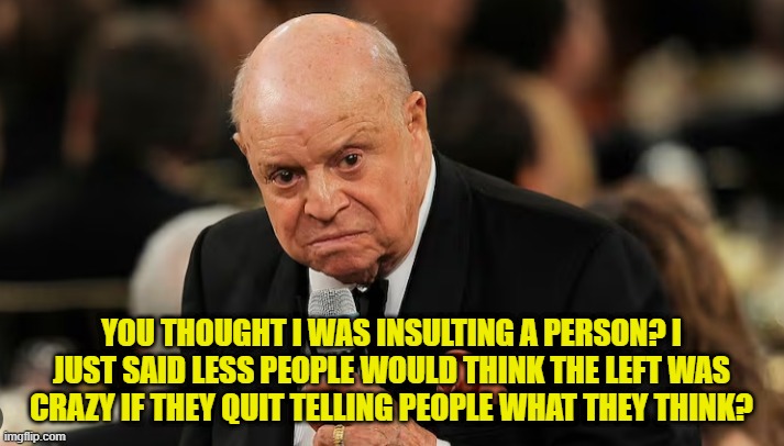 Do you want me to actually try? | YOU THOUGHT I WAS INSULTING A PERSON? I JUST SAID LESS PEOPLE WOULD THINK THE LEFT WAS CRAZY IF THEY QUIT TELLING PEOPLE WHAT THEY THINK? | image tagged in insult,suspension,comment section,moderators,political meme,political correctness | made w/ Imgflip meme maker