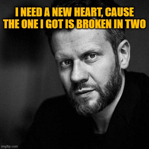 ORLANDO CINQUE | I NEED A NEW HEART, CAUSE THE ONE I GOT IS BROKEN IN TWO | image tagged in orlando cinque | made w/ Imgflip meme maker