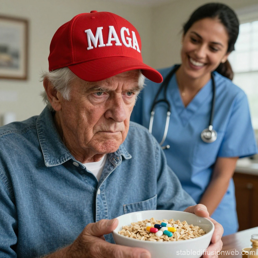 old man pill oatmeal woman laughing Blank Meme Template