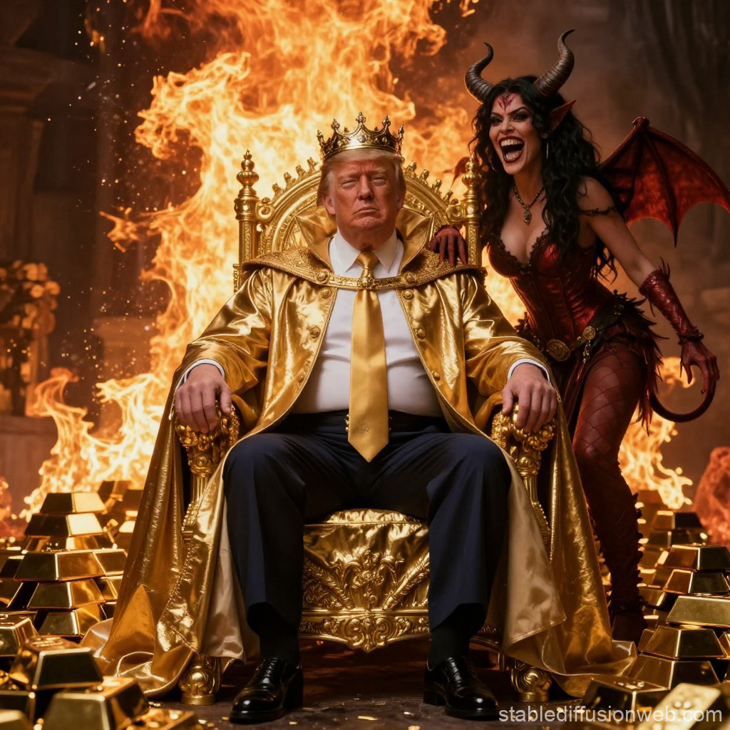 King Donald Trump Satan Mammon worship Blank Meme Template