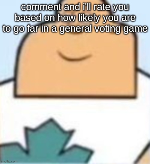 owen | comment and i'll rate you based on how likely you are to go far in a general voting game | image tagged in owen | made w/ Imgflip meme maker