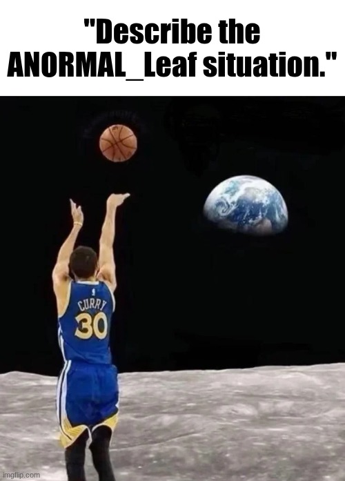 Pray it lands chat | "Describe the ANORMAL_Leaf situation." | image tagged in stephen curry shoot from moon | made w/ Imgflip meme maker