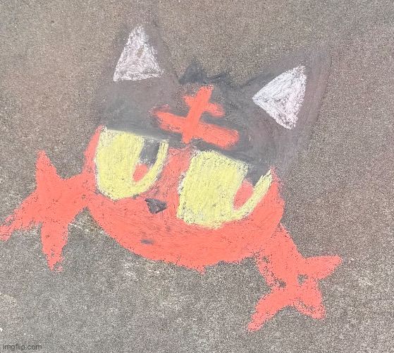 Litten chalk art!! | made w/ Imgflip meme maker