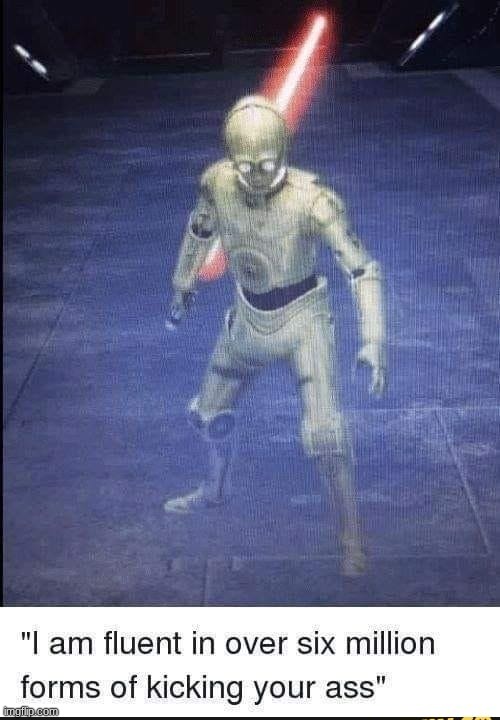 E | image tagged in i am fluent in over six million forms of kicking your ass | made w/ Imgflip meme maker