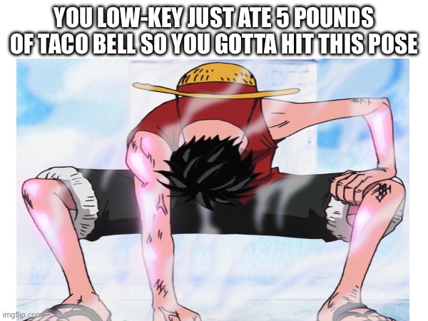 True tho | YOU LOW-KEY JUST ATE 5 POUNDS OF TACO BELL SO YOU GOTTA HIT THIS POSE | image tagged in one piece | made w/ Imgflip meme maker
