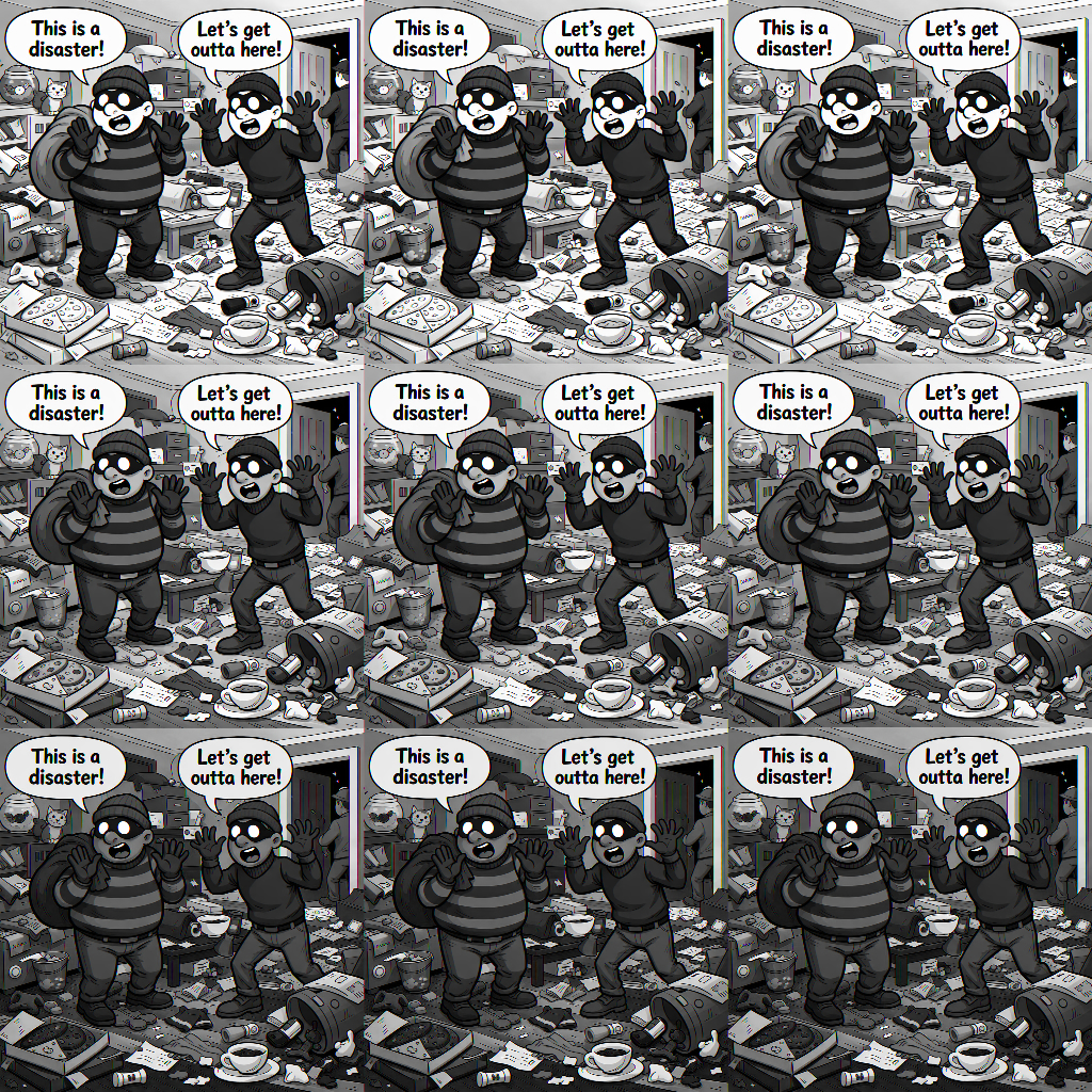 burglers give up after getting into house when they see big mess Blank Meme Template