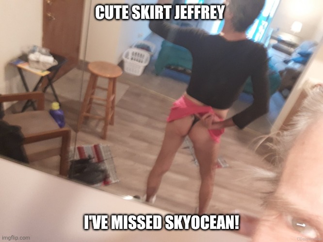 Loved her posts... | CUTE SKIRT JEFFREY; I'VE MISSED SKYOCEAN! | image tagged in skyocean | made w/ Imgflip meme maker
