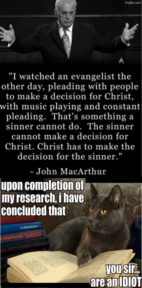 You Sir Are An Idiot | image tagged in calvinism,calvinist memes,anti calvinism,reformed theology,dude you're an idiot,john macarthur | made w/ Imgflip meme maker