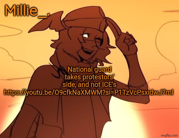 Millie's Hermes from Epic: The Musical announcement template | National guard takes protestors' side, and not ICE's
https://youtu.be/O9cfkNaXMWM?si=P1TzVcPsxidwJ7ml | image tagged in millie's hermes from epic the musical announcement template | made w/ Imgflip meme maker