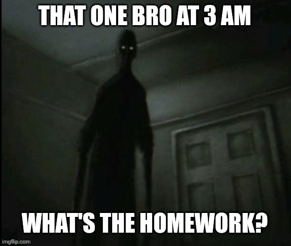 اس سانچے کو استعمال نہ کریں۔ | THAT ONE BRO AT 3 AM; WHAT'S THE HOMEWORK? | image tagged in relatable,school | made w/ Imgflip meme maker