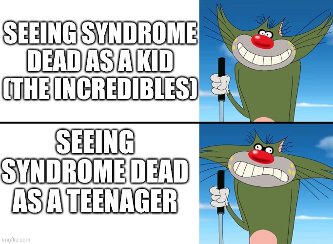 SEEING SYNDROME DEAD AS A KID (THE INCREDIBLES) SEEING SYNDROME DEAD AS A TEENAGER | image tagged in disappointed jack | made w/ Imgflip meme maker