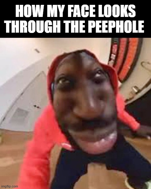 Yeah | HOW MY FACE LOOKS THROUGH THE PEEPHOLE | image tagged in wtf,long,goofy ahh | made w/ Imgflip meme maker