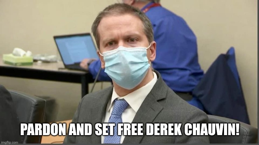 Derek Chauvin Guilty | PARDON AND SET FREE DEREK CHAUVIN! | image tagged in derek chauvin guilty | made w/ Imgflip meme maker