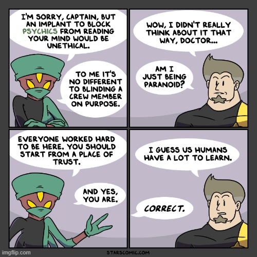 image tagged in stars,doctor,captain,psychic,paranoid,trust | made w/ Imgflip meme maker