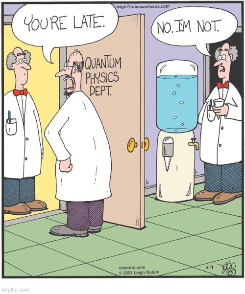 Rubes | image tagged in comics,rubes,scientists,quantum physics,university,duplicate | made w/ Imgflip meme maker