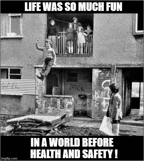 Everything Was Fine | LIFE WAS SO MUCH FUN; IN A WORLD BEFORE
  HEALTH AND SAFETY ! | image tagged in nostalgia,fun,health and safety | made w/ Imgflip meme maker