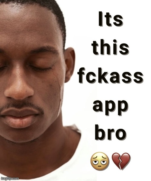 It's this fuckass app bro | image tagged in it's this fuckass app bro | made w/ Imgflip meme maker
