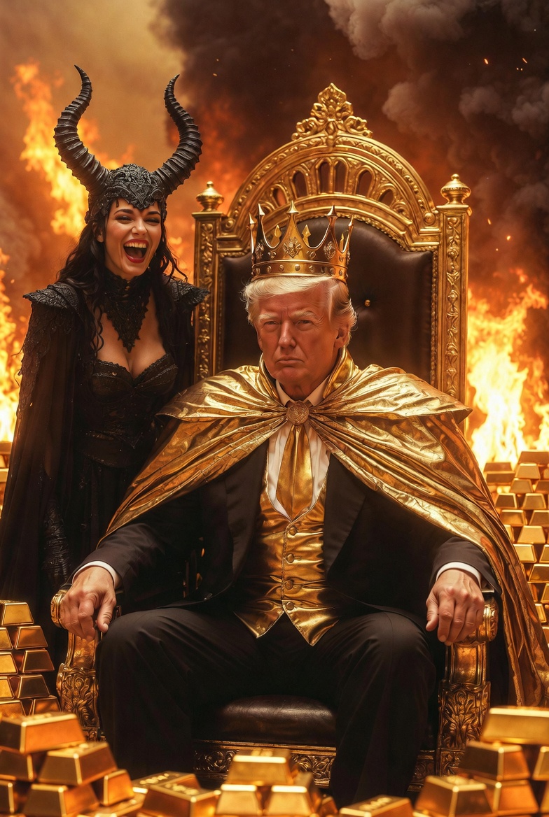 King Donald Trump Satan Mammon worship Blank Meme Template