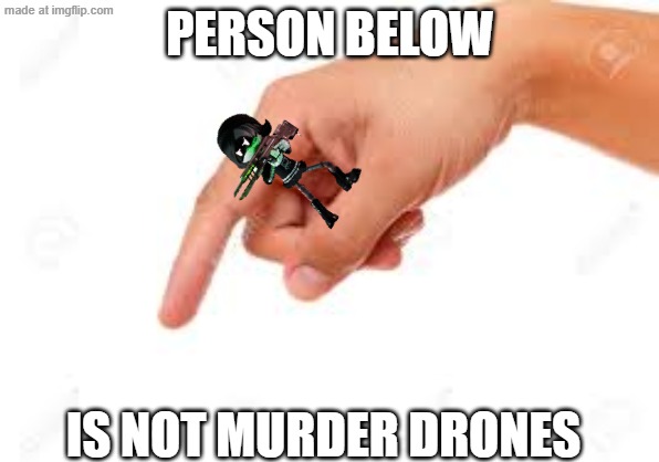 No. | PERSON BELOW; IS NOT MURDER DRONES | image tagged in the person below,murder drones | made w/ Imgflip meme maker