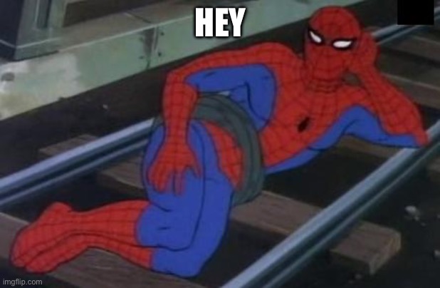 Sexy Railroad Spiderman Meme | HEY | image tagged in memes,sexy railroad spiderman,spiderman | made w/ Imgflip meme maker