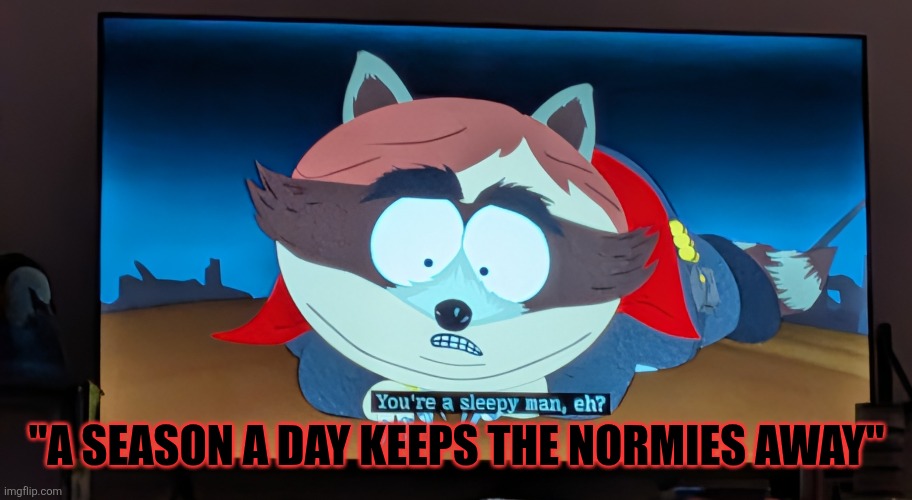 "A SEASON A DAY KEEPS THE NORMIES AWAY" | image tagged in south park | made w/ Imgflip meme maker