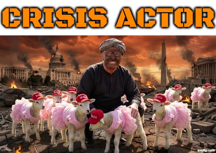 CRISIS ACTORS | CRISIS ACTOR | image tagged in trump,maga,crisis actor,role play,cosplay,jeffrey epstein | made w/ Imgflip meme maker