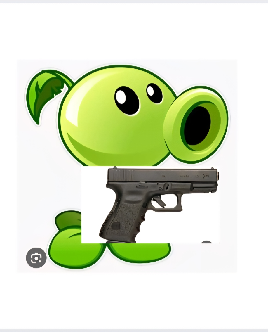 Peashooter holding a gun Blank Meme Template