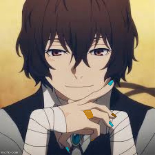 My Dazai Redesign. Eyebags, Scars, Nail Polish, And A Ring! | image tagged in anime,dazai,bsd | made w/ Imgflip meme maker