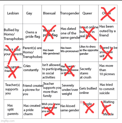 My LGBT Bingo! | image tagged in lgbtqia bingo | made w/ Imgflip meme maker