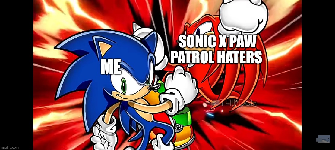 Me when I see a sonic x paw patrol hater | SONIC X PAW PATROL HATERS; ME | image tagged in funny | made w/ Imgflip meme maker
