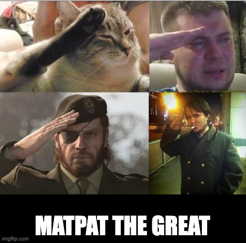 y did u retire? *sob* | MATPAT THE GREAT | image tagged in ozon's salute | made w/ Imgflip meme maker