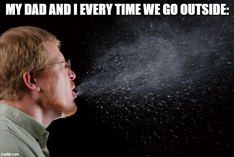 sneeze | MY DAD AND I EVERY TIME WE GO OUTSIDE: | image tagged in sneeze | made w/ Imgflip meme maker