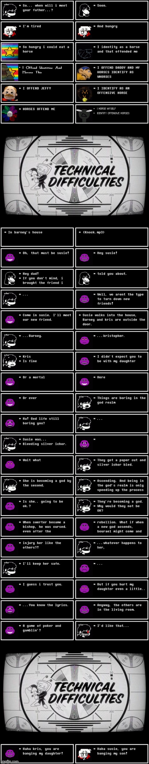 mmmh tasty susie | image tagged in technical difficulties | made w/ Imgflip meme maker