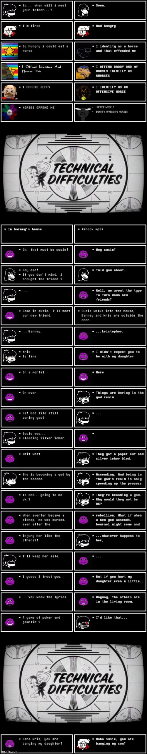 mmmh tasty susie | image tagged in technical difficulties | made w/ Imgflip meme maker