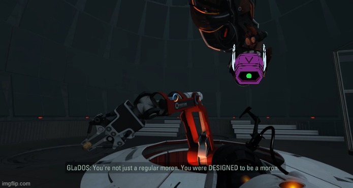 GLaDOS hates Shockwave | image tagged in you were designed to be a moron,glados,shockwave,portal 2,transformers,robots | made w/ Imgflip meme maker