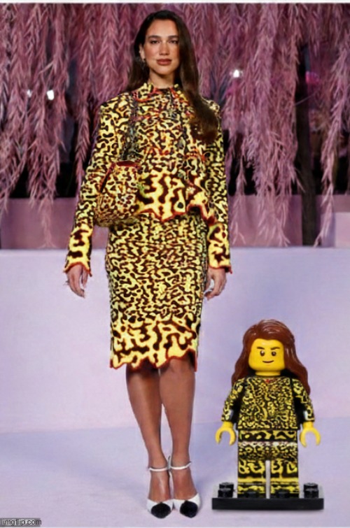 Ko-ord Set | image tagged in dua lipa,chanel,coordinate set,google images,lego art,brian einersen | made w/ Imgflip meme maker