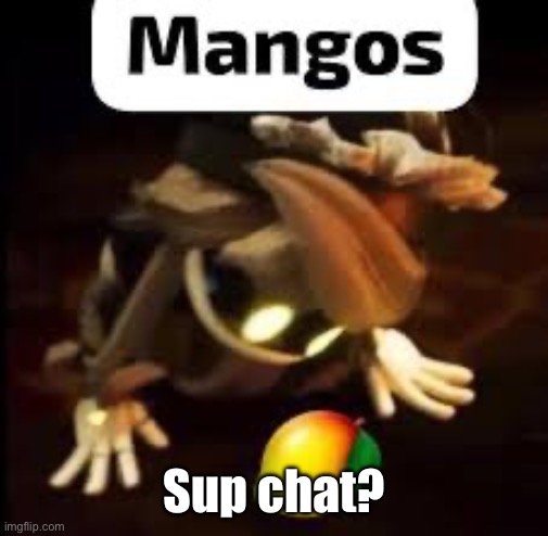 Howdy. Mod? | Sup chat? | image tagged in cyn mangos | made w/ Imgflip meme maker