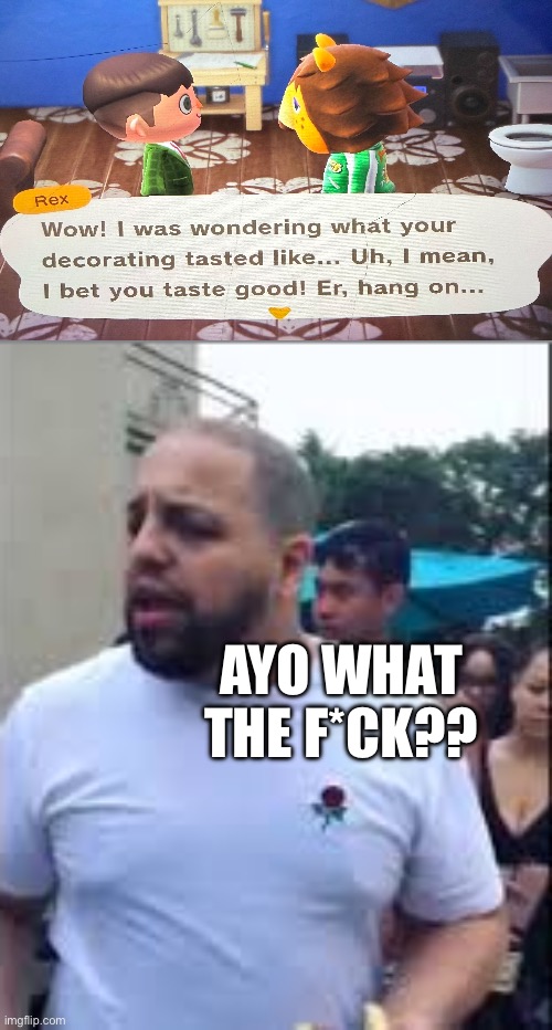 He did NOT have to drop that kind of dialogue AT ALL. | AYO WHAT THE F*CK?? | image tagged in ayo wtf,animal crossing,video games,weird moments,dialogue | made w/ Imgflip meme maker