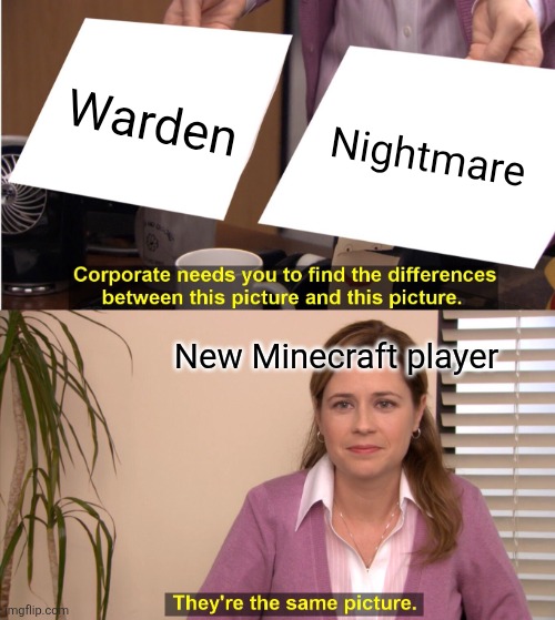 They're The Same Picture | Warden; Nightmare; New Minecraft player | image tagged in memes,they're the same picture | made w/ Imgflip meme maker