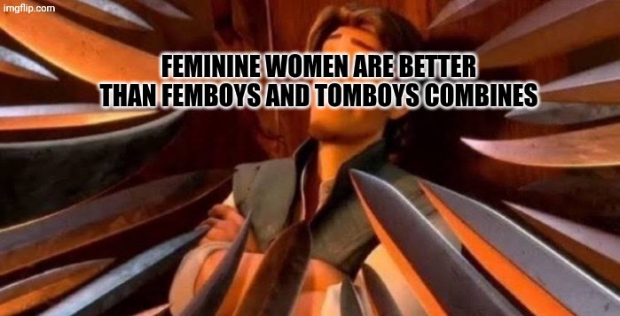 Hot take | FEMININE WOMEN ARE BETTER THAN FEMBOYS AND TOMBOYS COMBINES | image tagged in hot take | made w/ Imgflip meme maker