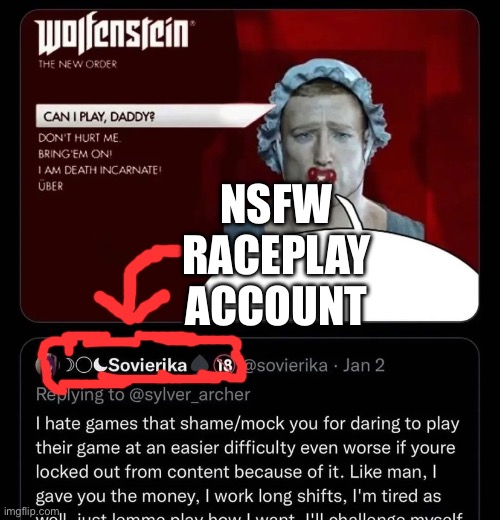 NSFW RACEPLAY ACCOUNT | made w/ Imgflip meme maker